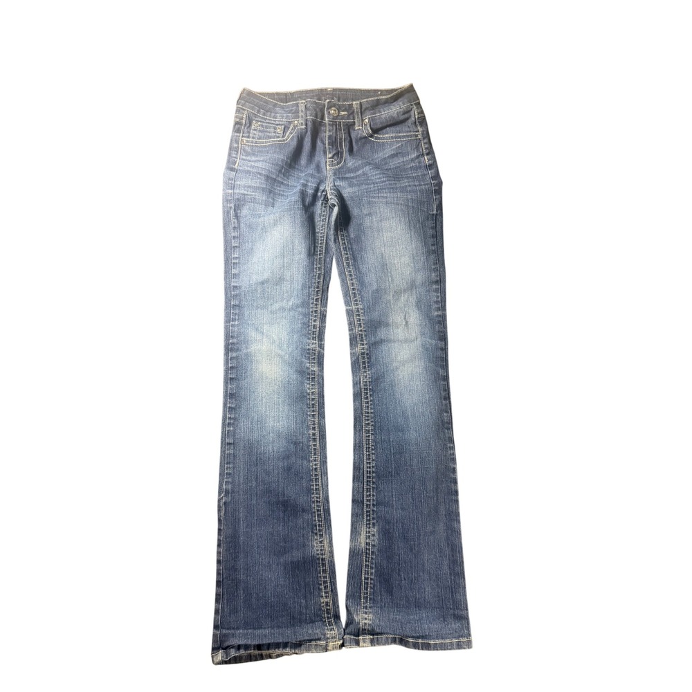 Y2K Bootcut Jeans Womens Size 26 x 29 Medium Wash Denim Flap Pockets